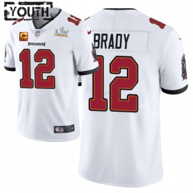 Camiseta Niño Tampa Bay Buccaneers Tom Brady 12 Nike Blanco 2021 Super Bowl LV Captain Patch